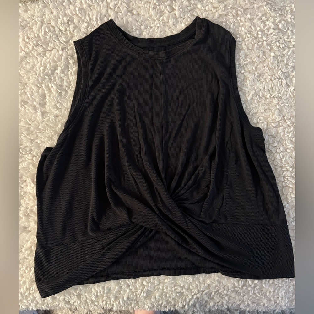 All in Motion Black Twist Front Muscle Tee